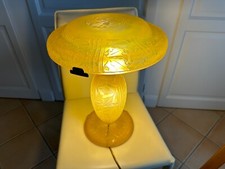 DAUM Nancy France Art Déco grande lampe champignon en pâte de verre jaune H45cms