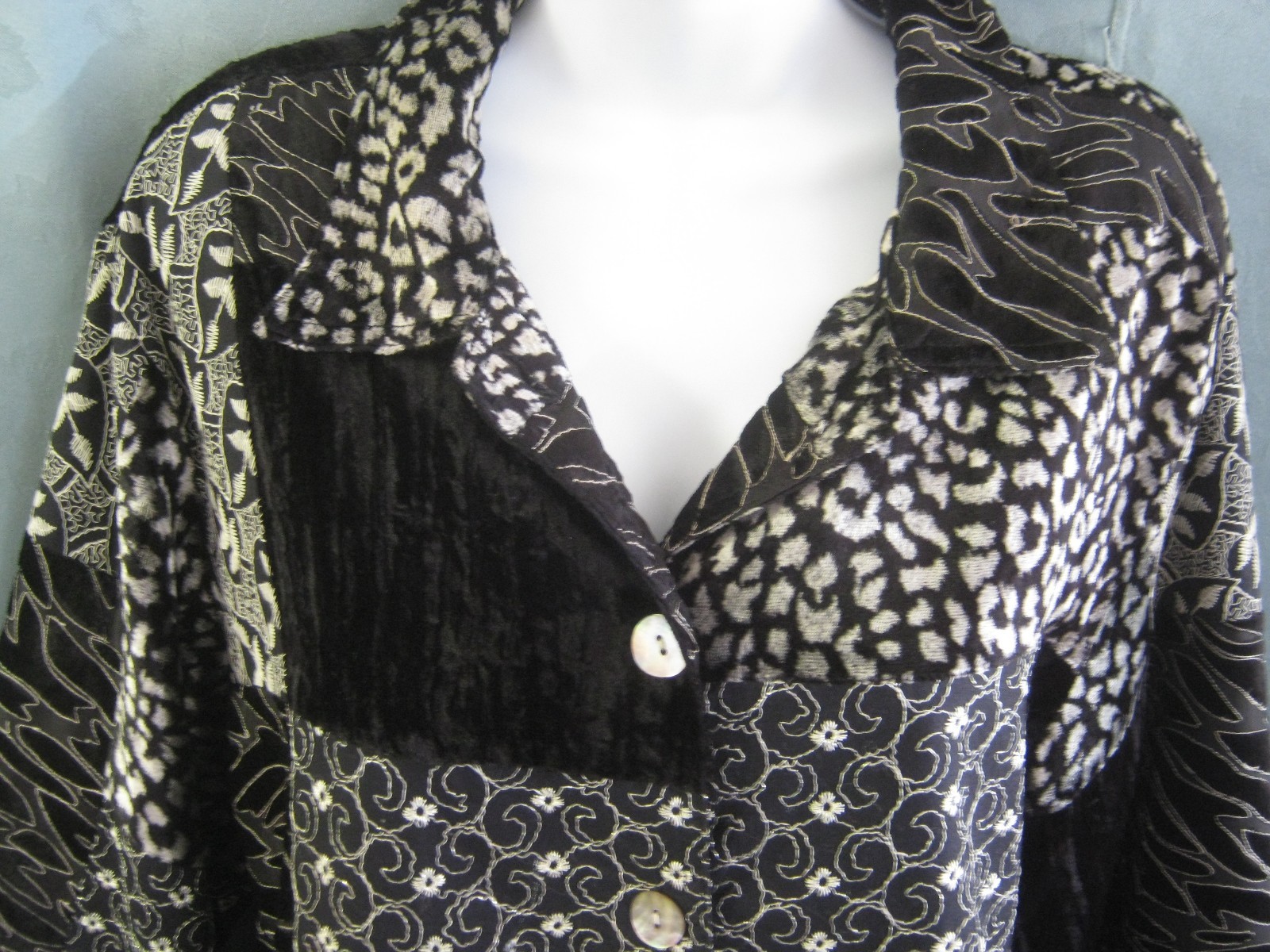 Multiples Blazer Size Large Patchwork Mixed Media… - image 3