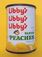 VINTAGE LIBBY'S PEACHES CAN EMPTY SALESMAN SAMPLE (UNBROKEN SEAL BUT EMPTY) 