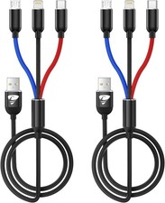 Multi Charging Cable 1.2M, 2Pack - Multi Charger Cable Nylon Braided 3 in 1