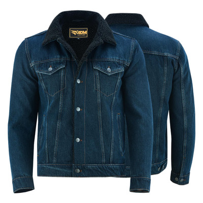 Denim Fur Lined Coat Men's Streetwear Jean Jacket Warm Winter Trucker Biker