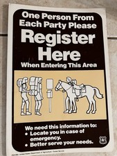 Vintage USFS National Forest Service ”REGISTER HERE” Heavy Cardstock Sign