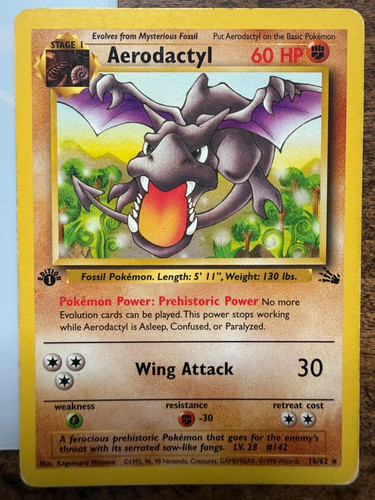 Vintage Pokémon TCG 1st Edition Fossil Aerodactyl; 16/62  - Non-Holo, Rare