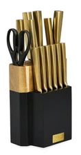 Thyme & Table Gold 15-Piece Knife Block Set with Built-in Sharpener