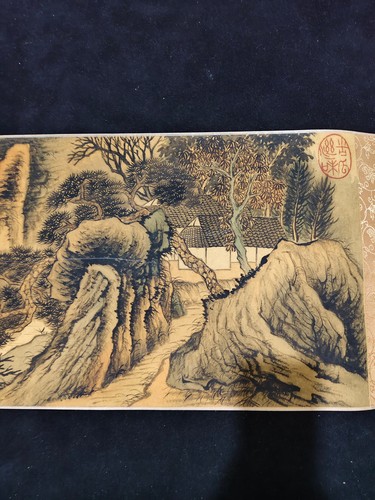 97 Zoll chinesisches altes langes Gemälde Seidenrollen Landschaft 湖山秋景von Zhang Daqian 张大千 - Bild 5 von 8