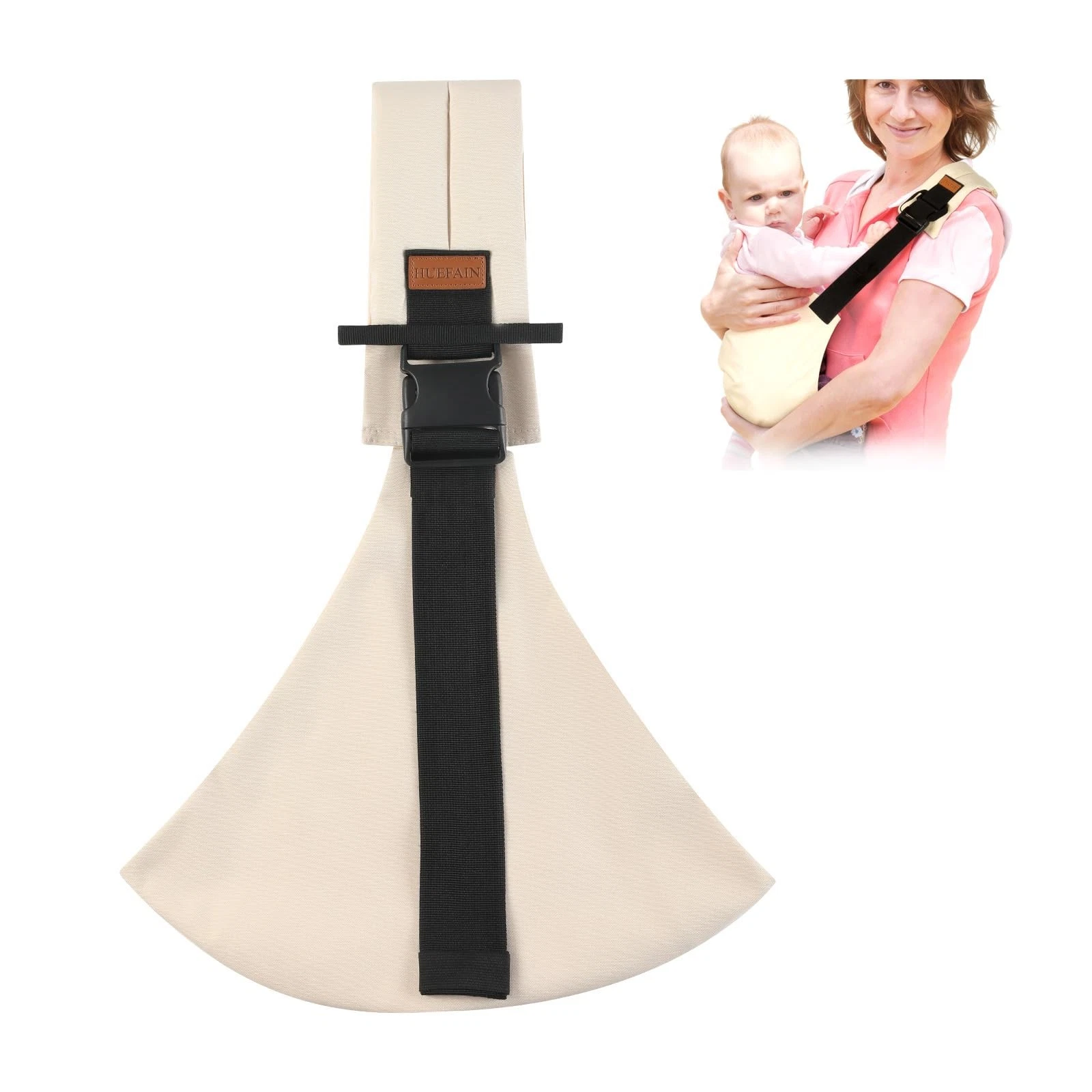 Beige Baby Sling Carrier Lightweight Breathable Hip Shoulder 1030 Lbs Wrap