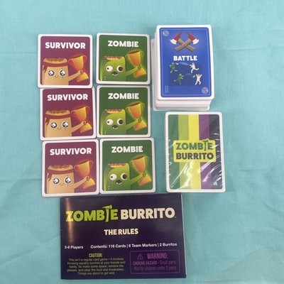 Zombie Burrito Dodgeball Card Game Cards ￼& Team Markers Only