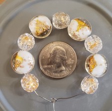 Lampwork Beautiful Silver/Gold Foil Glass Beads Lot Of 9 PC A5 