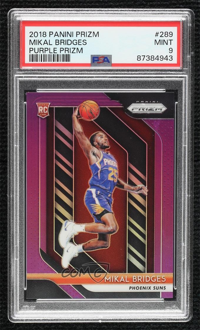 2018-19 Panini Prizm Purple 18/75 Mikal Bridges #289 PSA 9 MINT Rookie RC 14t3