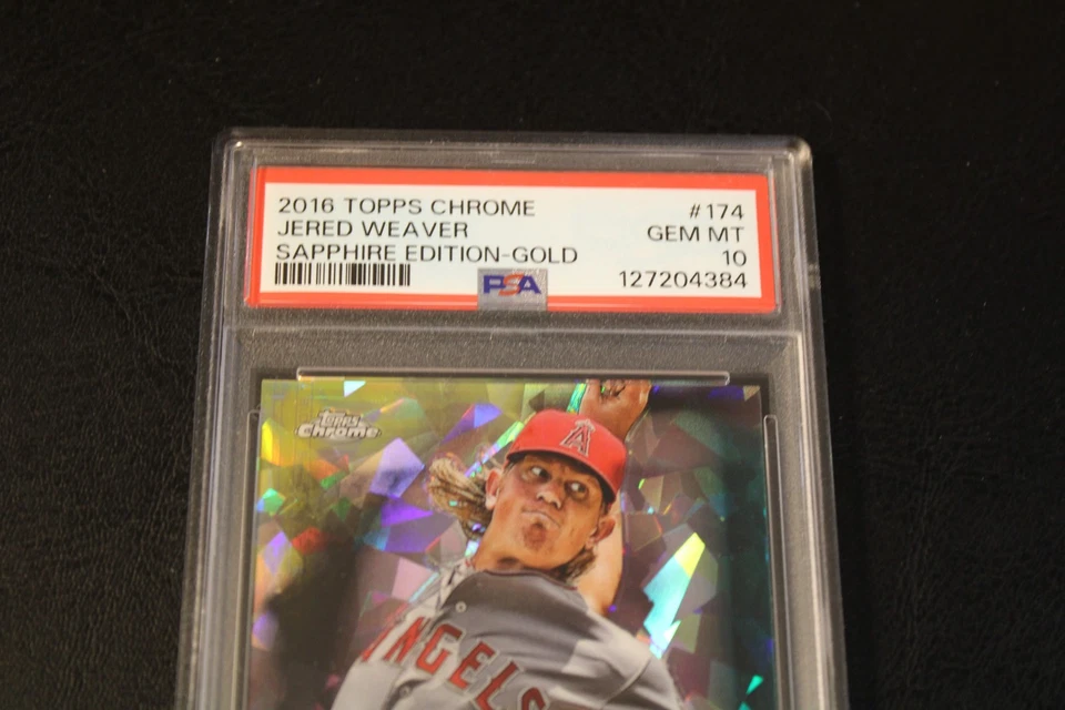 Topps 2016 cromo - edición zafiro - dorado - Jered Weaver 2/5 - PSA GEMA COMO NUEVO 10 Foto 3 de 4