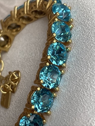 Park Lane Impression Bracelet Satin GoldTone Turquoise Teal Blue Accent 7-9” NWT - 第 4/18 張圖片