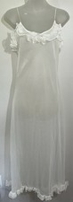VTG Parisian Sheer White Peignoir Nightgown Bridal Lingerie Ruffle Mesh Maxi S
