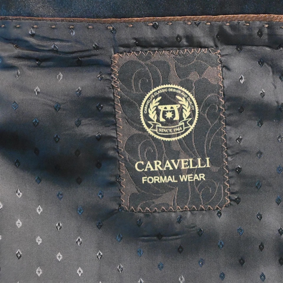 Caravelli 46L 40x34 Negro Charles Super 150s Hombres Chaqueta Pantalones Esmoquin Foto 4 de 4