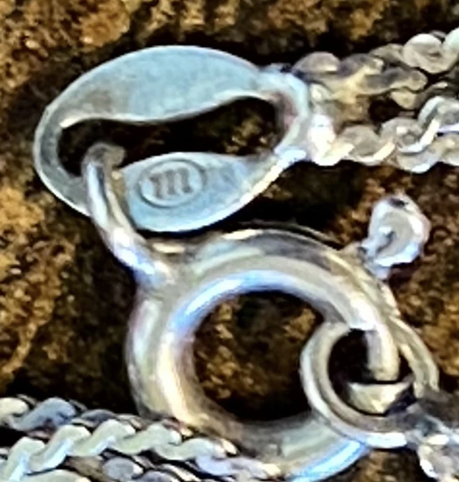 Collar trenzado de 3 hilos de plata de ley 925 estampado Milor vintage 4 g   Foto 3 de 4