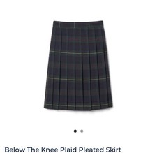 French Toast Girls youth Uniform Skirt Green Plaid Below Knee Pleated Size 5
