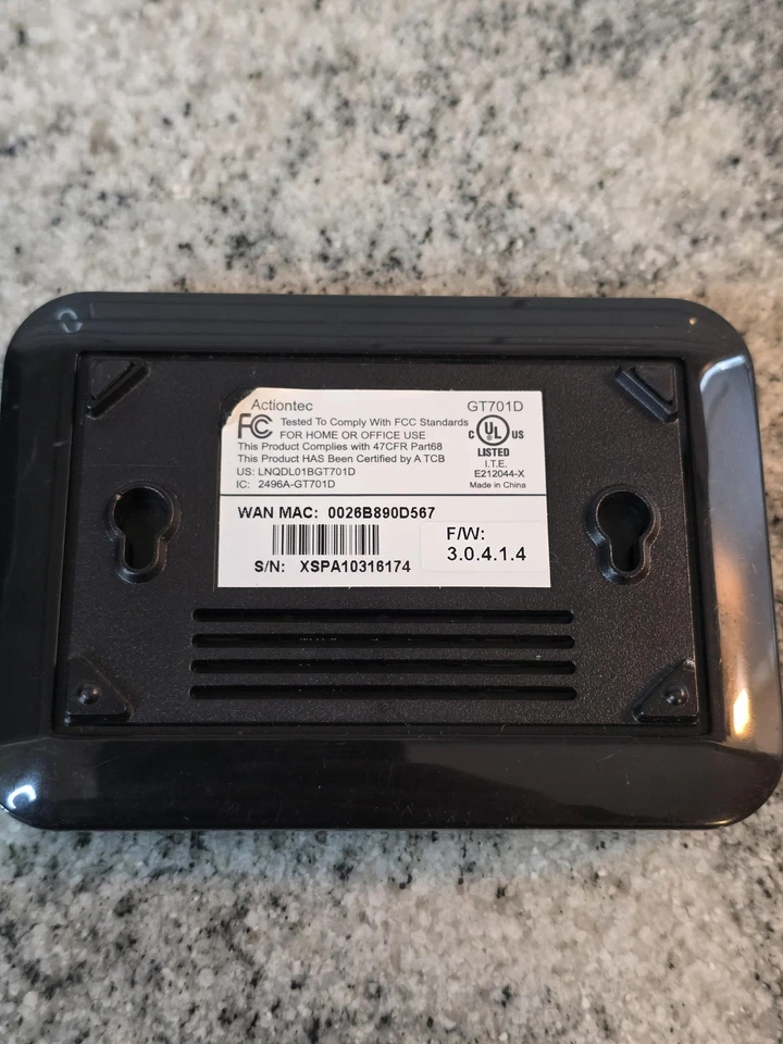 Actiontec GT701D DSL módem router Ethernet puerto único dispositivo de red de Internet Foto 3 de 4