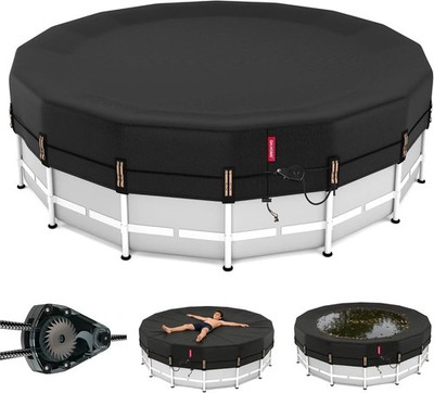 20 ft Round Pool Cover,Solar Cover for Above Ground Pools - Black Oxford Fabric