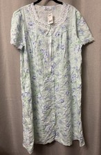 NWT Vintage Character Nightgown Sz M Floral Button Front Lace Bow Lightweight