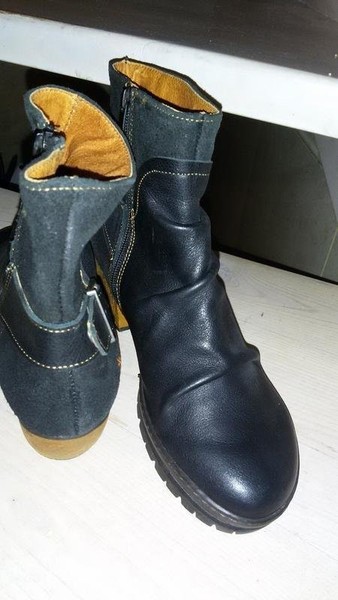 Women The Art Company Boots Black Leather 38.5 #46HT