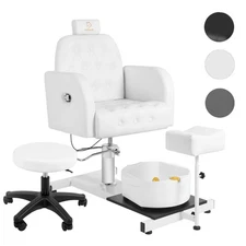 Pedicure Chair No Plumbing 360° Swivel Pedicure Chair with Stool & Foot Basin