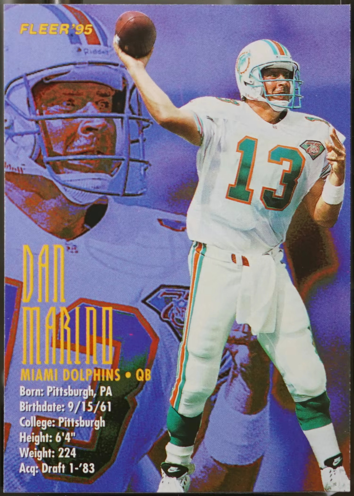1995 Fleer Shell Football Dan Marino #82 NM