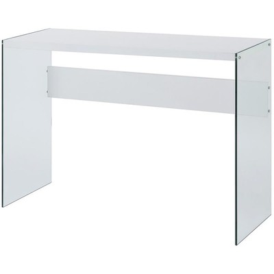 Convenience Concepts SoHo Console Table in White Wood Finish and Clear Glass