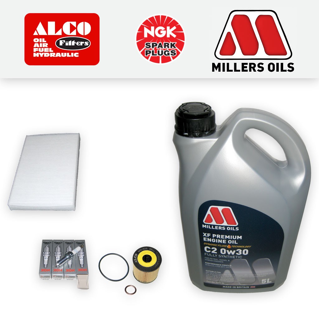 SERVICE KIT for PEUGEOT 308 1.4 VTI OIL CABIN FILTER PLUGS +0w30 OIL (2007-2013)