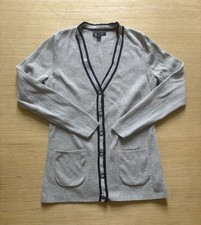 Woman's Large Tommy Hilfiger Grey Cardigan Sweater V-neck Size Medium Preppy Y2K