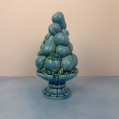 VTG Blue Mood Indigo Topiary Fruit Centerpiece Ceramic Faded Japan INARCO? 8''