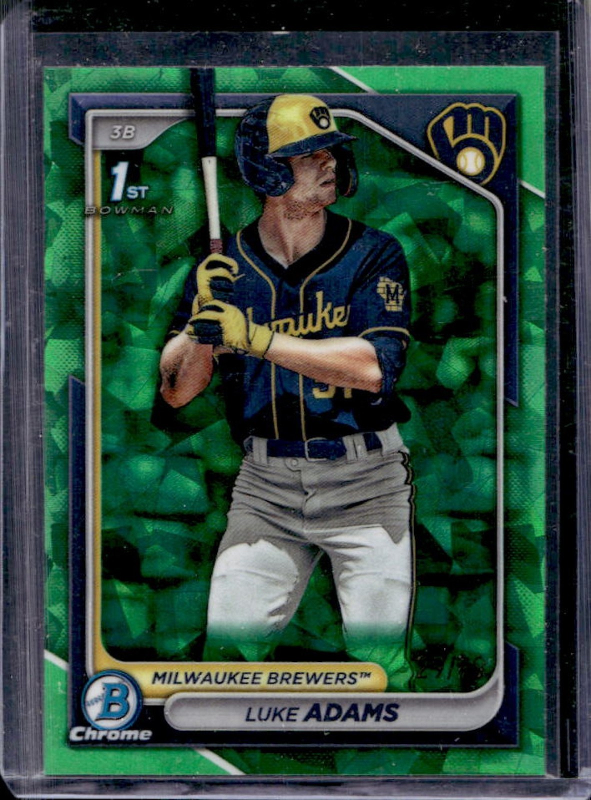 2024 Bowman Sapphire Luke Adams Chrome Green 1st Prospect #/99 Brewers