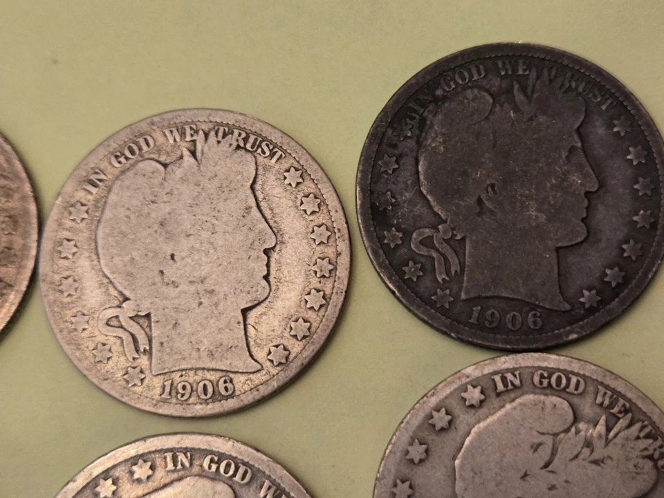 10 Barber half dollars 1893-o,94-o,99-s,1906-d,06-o,07,07-d,08-d,08-s,11-s - Image 4 of 4