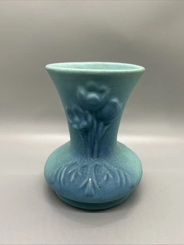 VTG Van Briggle Turquoise Blue Tulip Vase Colorado Springs Pottery 1950s USA