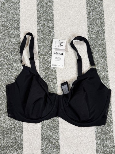 Chantelle Bra Womens 34DD Black Mesh Sheer Balconette Underwire Stretch Unlined