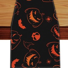 AEHHDL Halloween Table Runner,Pumpkin Runner 13x72 Inches, Black
