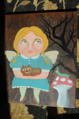 ART SALE-Unknown Alice in Wonderland painting 16 X 20 unframed