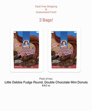 Little Debbie Fudge Round, Double Chocolate Mini Donuts - 8.62oz 2 Bags