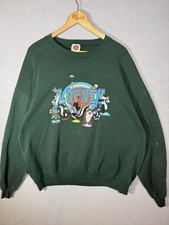 Vintage LOONEY Tunes Sweatshirt Green Y2K 1998 Graphic Made in USA Women's 3XL