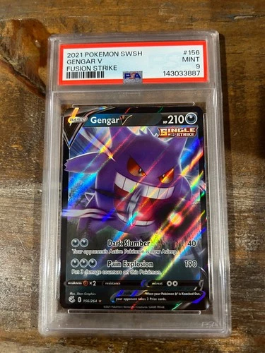POKEMON 2021 Fusion Strike GENGAR V #156 PSA 9 Mint RARE