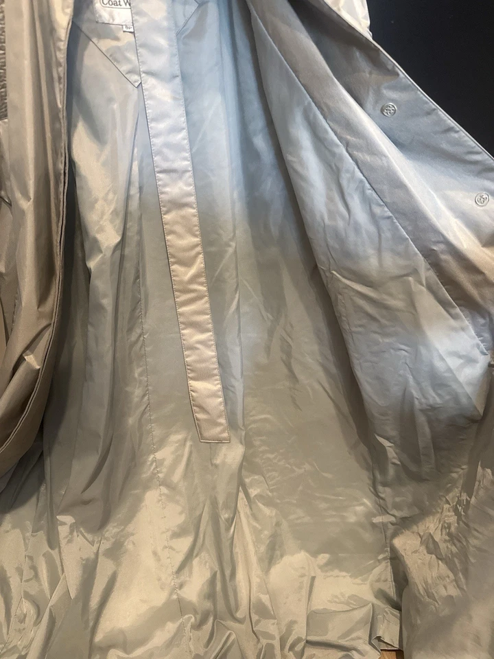 Gabardina retro vintage Coat Works plateada para mujer 8P largo Foto 4 de 4