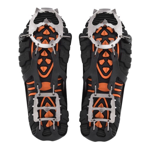 1 Paar 18 Zähne Anti-Rutsch Schnee Eis Stollen Schuh Griffe Spikes Steigeisen zum Klettern DP - Bild 10 von 11