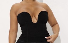 Fashion Nova Mina Strapless Solid Black Corset Top XL B12507KT0501