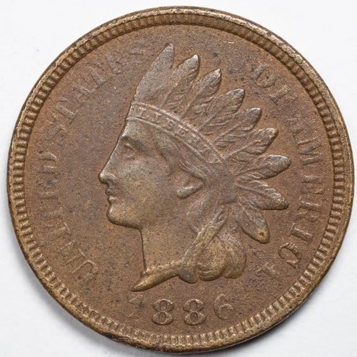 1886 Indian Head Penny Cent Extremely Fine (XF) Details - Environmental Damage