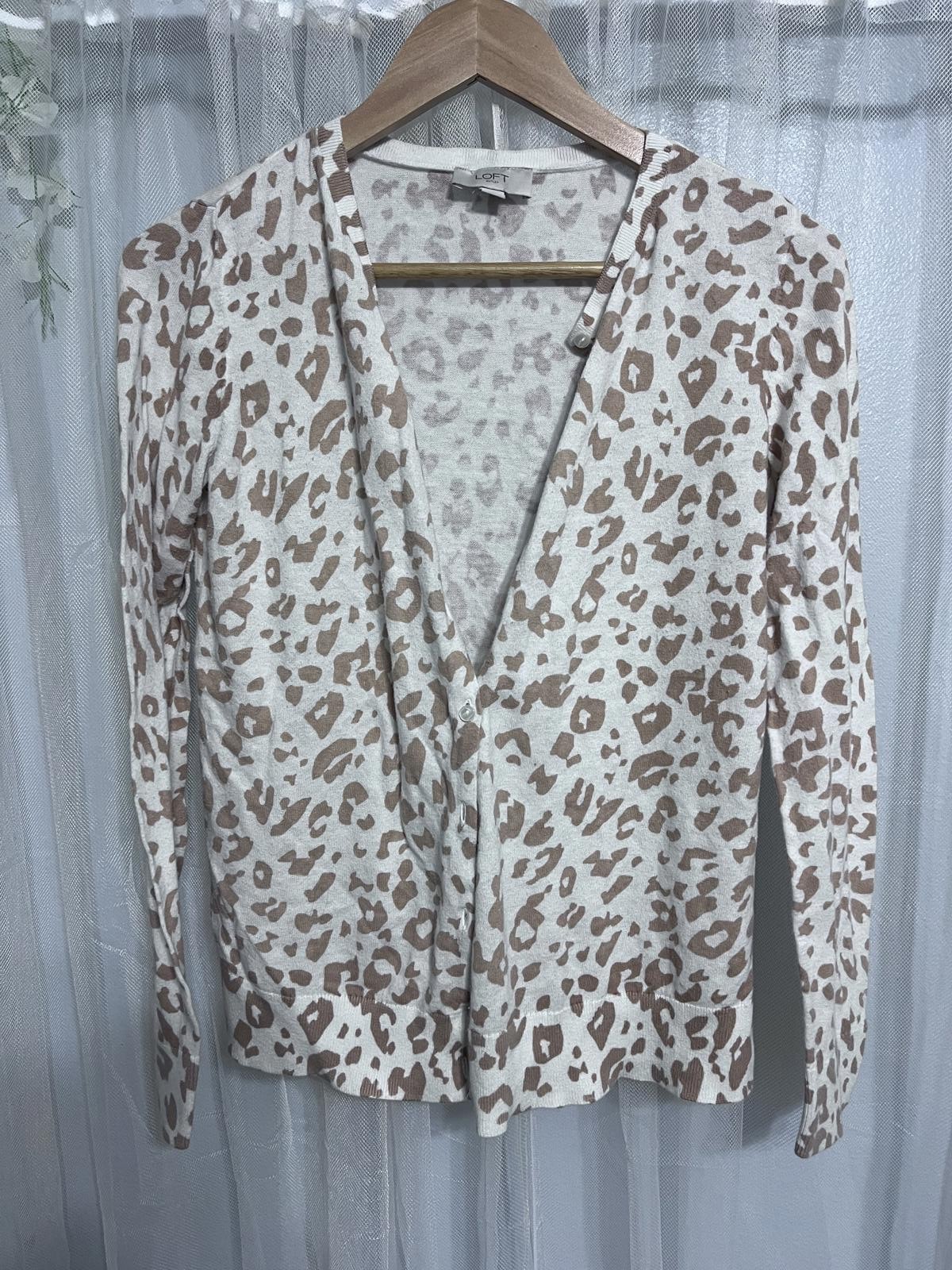 LOFT Outlet Women's Leopard Print Cardigan Sweate… - image 1