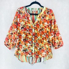 Figueroa  Flower Cottagecore Top Womens S Floral Button Up Blouse Boho