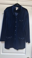 NWOT Coldwater Creek 1X Velvet Cardigan Jacket Mandarin Collar Embroidery Detail