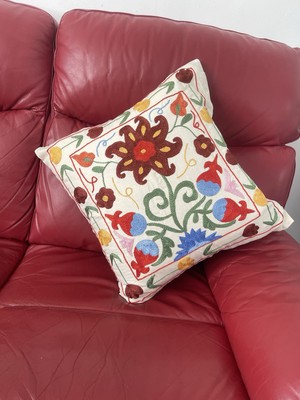 Handbestickter Suzani Kissenbezug, Usbekischer Kissenbezug, Kissenbezug 49x49cm (D)