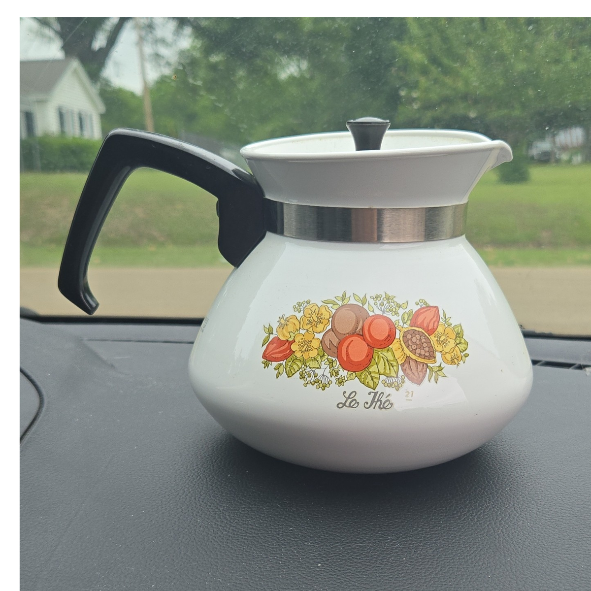 Corning Ware D-104 6 Cup Ceramic Floral Coffee Maker White Multicolor