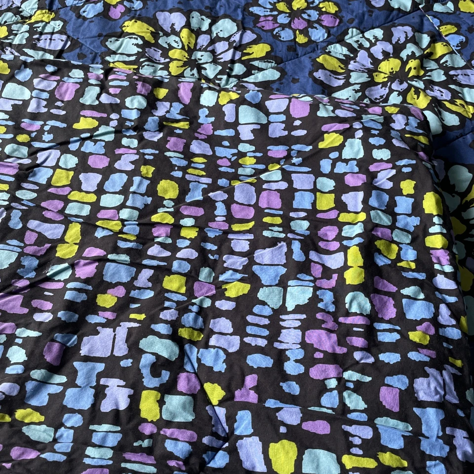 Edredón doble Vera Bradley Indigo Pop reversible y flores coloridas azul falso Foto 3 de 4