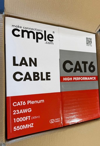 Cat6 Plenum Ethernet Cable 1000ft CMP 550MHz UTP 10 Gigabit Solid White - Picture 12 of 12