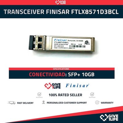 FINISAR FTLX8571D3BCL 10GB ETHERNET MM SFP+ 850NM TRANSCEIVER